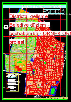 Districtal gelişme Belediye düzlem - cochabamba Autocad Çizimi