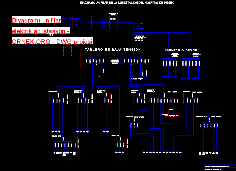 Diyagramı unifilar elektrik alt istasyon Autocad Çizimi