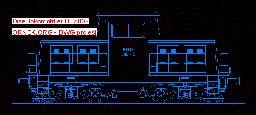 Dizel lokomotifler DE500 Autocad Çizimi