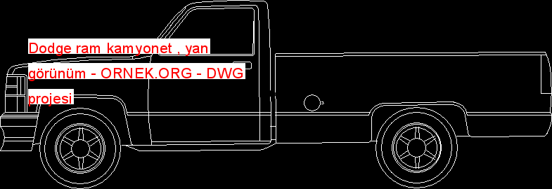 Dodge ram kamyonet , yan görünüm Autocad Çizimi