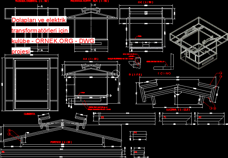Dolapları ve elektrik transformatörleri için kulübe Autocad Çizimi