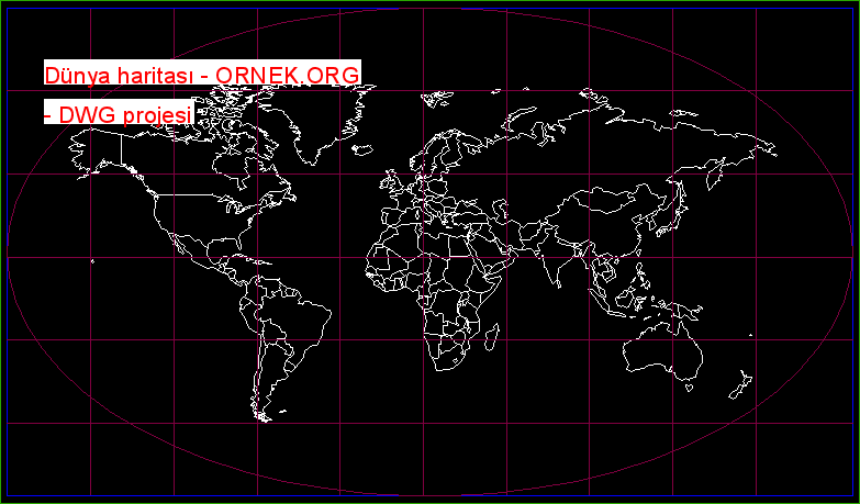 Dünya haritası Autocad Çizimi