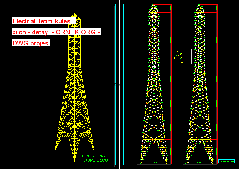 Electrial iletim kulesi , pilon - detayı Autocad Çizimi
