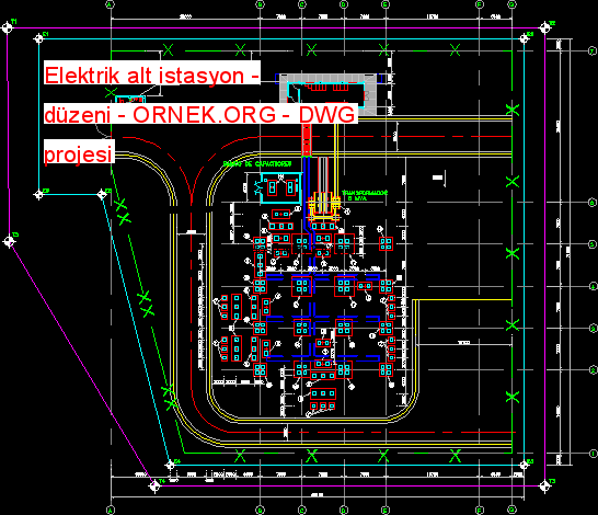 Elektrik alt istasyon - düzeni Autocad Çizimi