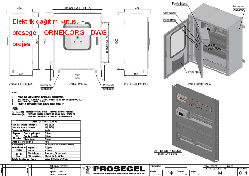 Elektrik dağıtım kutusu - prosegel Autocad Çizimi