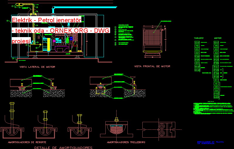 Elektrik - Petrol jeneratör - teknik oda Autocad Çizimi