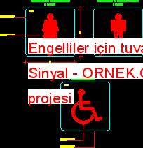 Engelliler için tuvalet Sinyal Autocad Çizimi