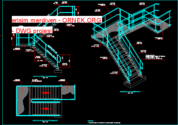 erişim merdiven Autocad Çizimi