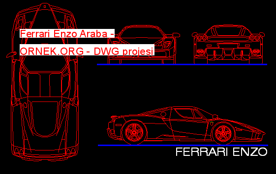 Ferrari Enzo Araba Autocad Çizimi