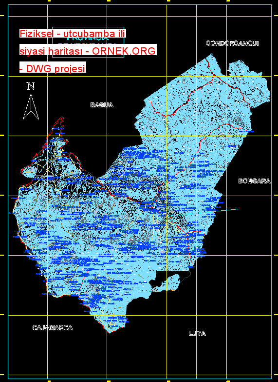 Fiziksel - utcubamba ili siyasi haritası