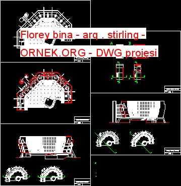 Florey bina - arq . stirling Autocad Çizimi