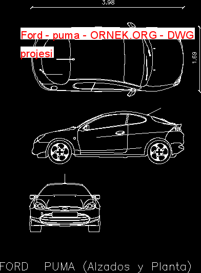 Ford - puma Autocad Çizimi