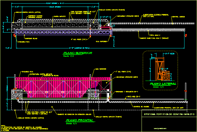 Fortified_impact_gate_system - detayı Autocad Çizimi