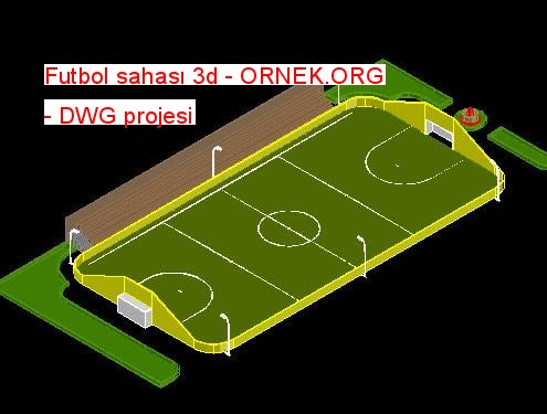 Futbol sahası 3d Autocad Çizimi
