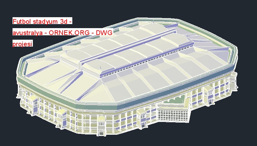 Futbol stadyum 3d - avustralya Autocad Çizimi