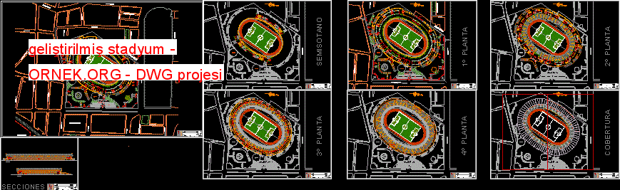 geliştirilmiş stadyum Autocad Çizimi