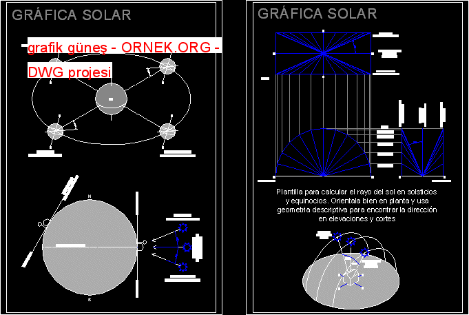 grafik güneş Autocad Çizimi