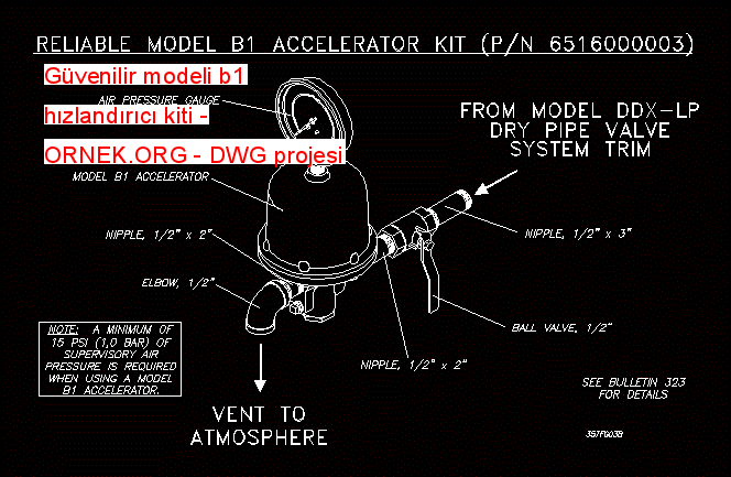 Güvenilir modeli b1 hızlandırıcı kiti Autocad Çizimi