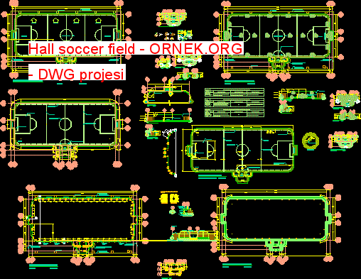Hall soccer field Autocad Çizimi