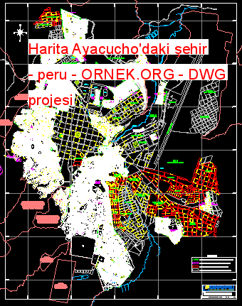 Harita Ayacucho'daki şehir - peru Autocad Çizimi