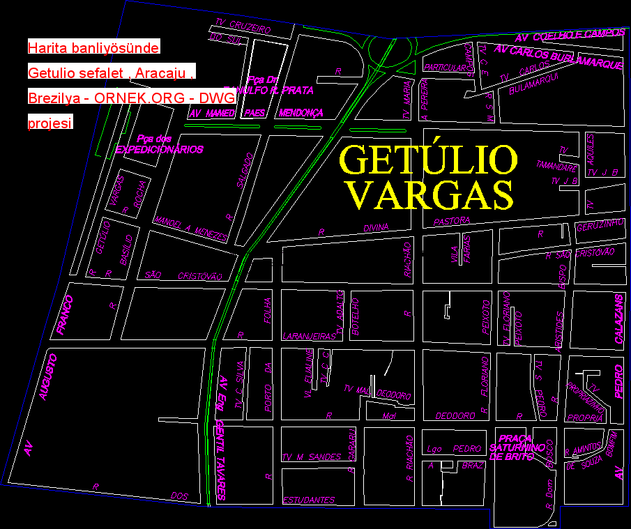 Harita banliyösünde Getulio sefalet , Aracaju , Brezilya Autocad Çizimi