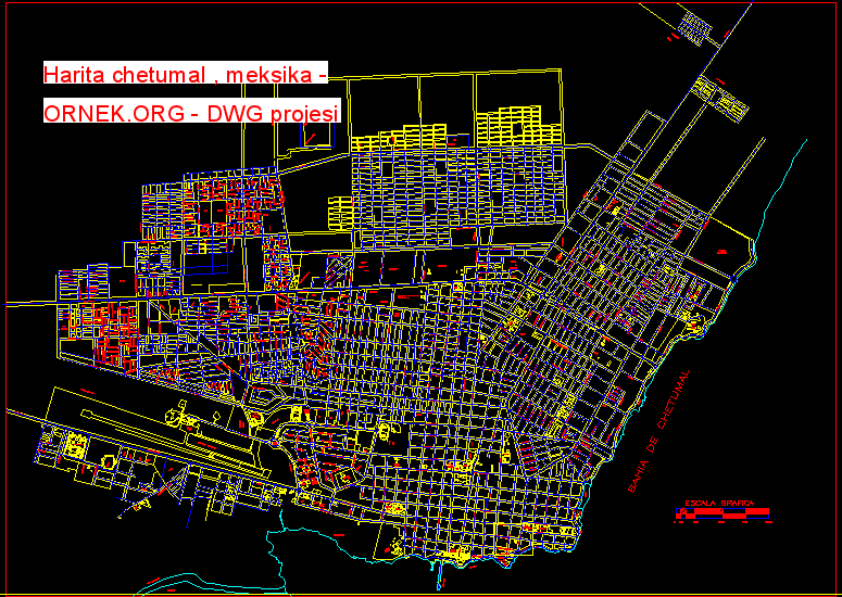 Harita chetumal , meksika Autocad Çizimi