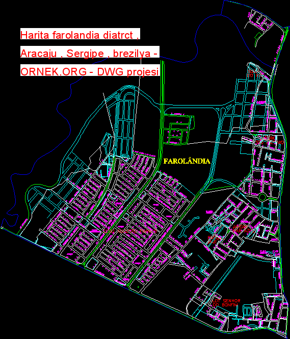 Harita farolandia diatrct , Aracaju , Sergipe , brezilya Autocad Çizimi