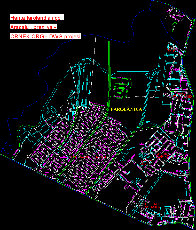 Harita farolandia ilçe , Aracaju , brezilya Autocad Çizimi