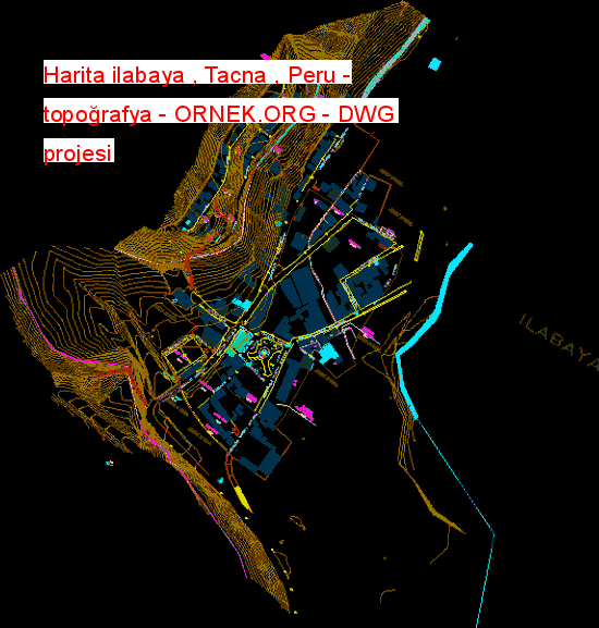 Harita ilabaya , Tacna , Peru - topoğrafya Autocad Çizimi