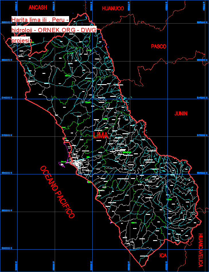 Harita lima ili , Peru - hidroloji
