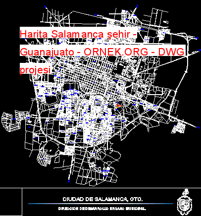 Harita Salamanca şehir - Guanajuato Autocad Çizimi