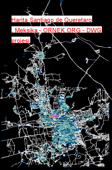 Harita Santiago de Queretaro , Meksika Autocad Çizimi