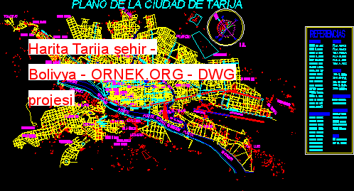 Harita Tarija şehir - Bolivya Autocad Çizimi