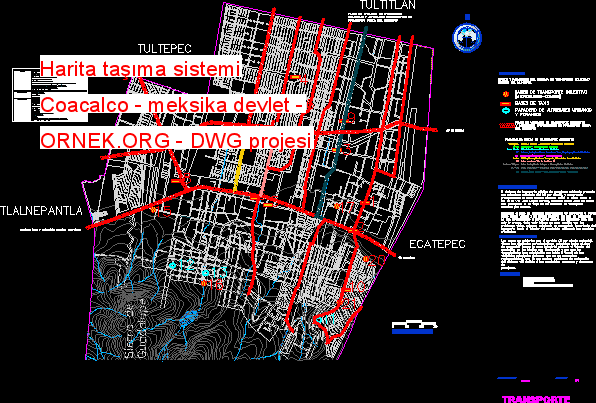 Harita taşıma sistemi Coacalco - meksika devlet Autocad Çizimi