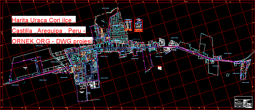 Harita Uraca Cori ilçe , Castilla , Arequipa , Peru Autocad Çizimi