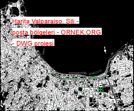 Harita Valparaiso, Şili - posta bölgeleri Autocad Çizimi
