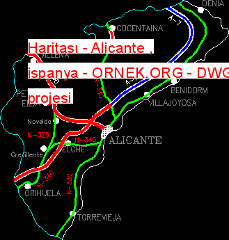 Haritası - Alicante , ispanya Autocad Çizimi