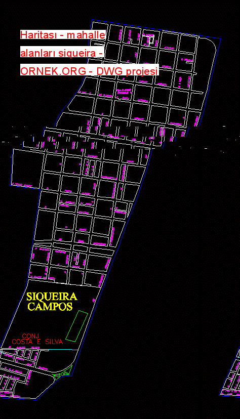 Haritası - mahalle alanları siqueira Autocad Çizimi