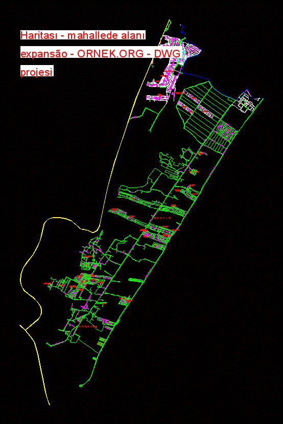 Haritası - mahallede alanı expansão Autocad Çizimi