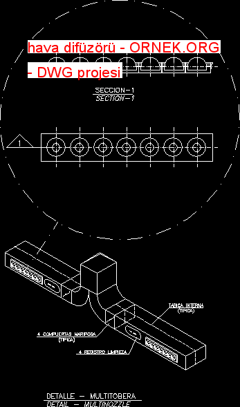 hava difüzörü Autocad Çizimi