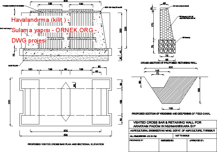 Havalandırma (kilit ) - Sulama yapısı Autocad Çizimi