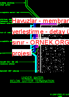 Havuzlar - membran yerleştirme - detay üstün sınır