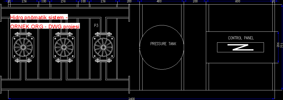 Hidro pnömatik sistem Autocad Çizimi