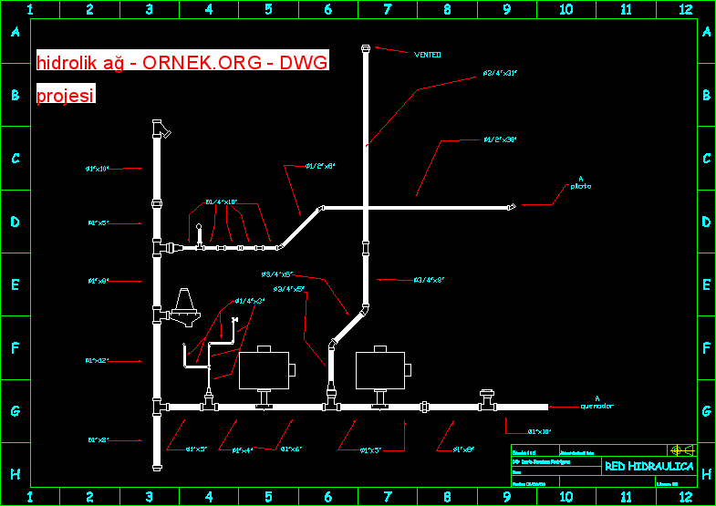 hidrolik ağ Autocad Çizimi