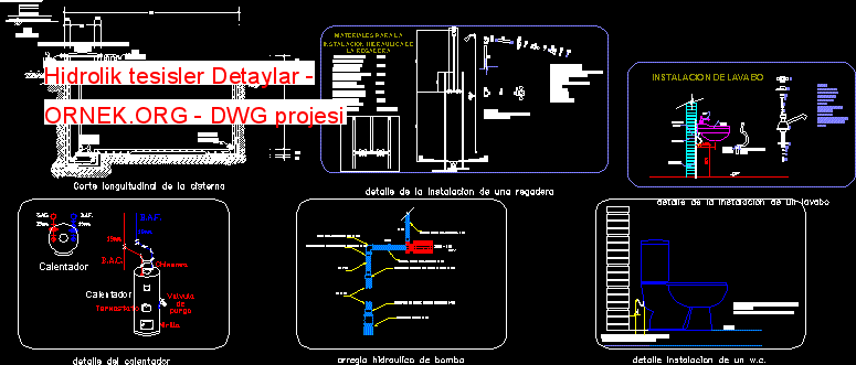 Hidrolik tesisler Detaylar Autocad Çizimi