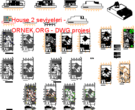 House 2 seviyeleri Autocad Çizimi