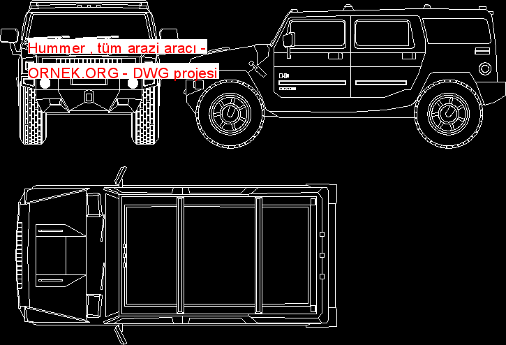 Hummer , tüm arazi aracı Autocad Çizimi