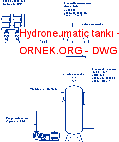 Hydroneumatic tankı Autocad Çizimi