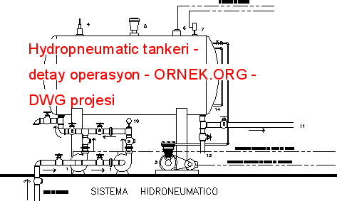 Hydropneumatic tankeri - detay operasyon Autocad Çizimi