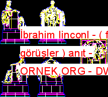 İbrahim linconl - ( farklı görüşler ) anıt Autocad Çizimi